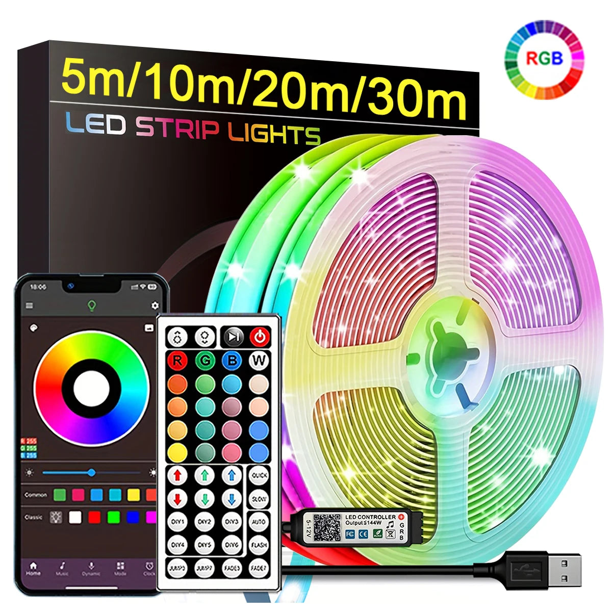 Bande LED RGB multicolore – Télécommande & APP – Ambiance personnalisable